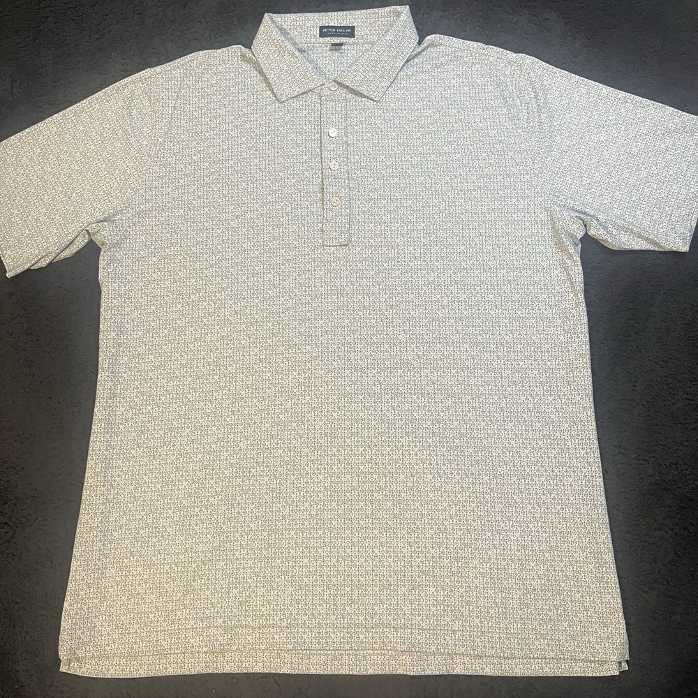 peter millar seaside polo golf shirt mens XXL Green Geometric Print Performance
